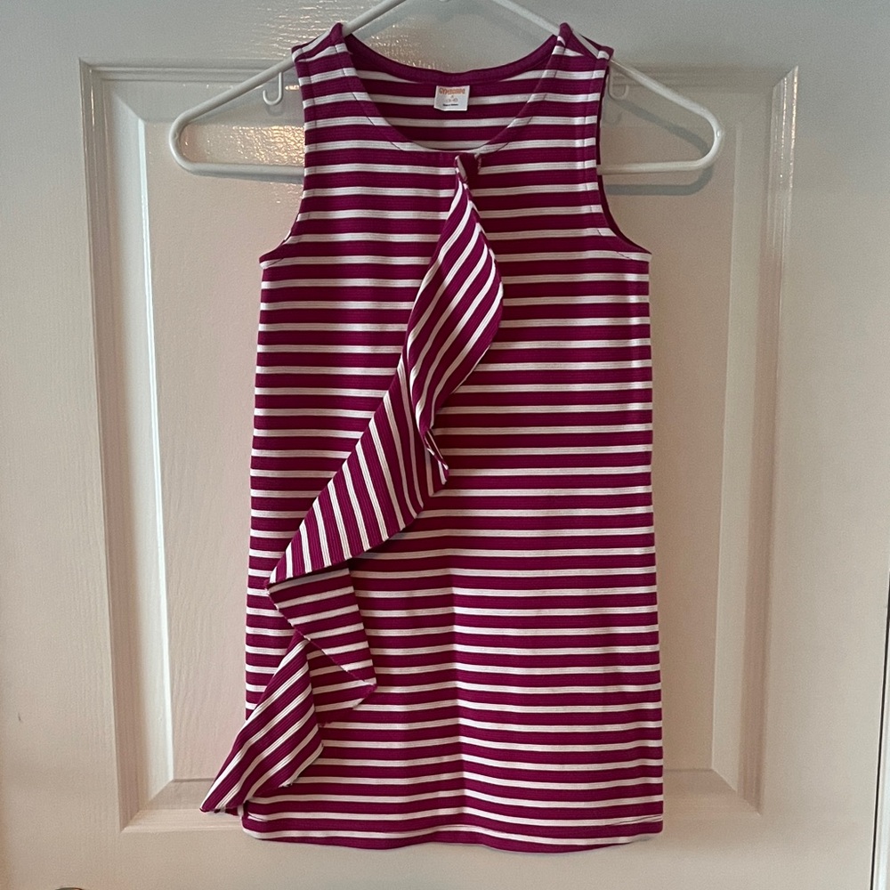 Gymboree Ruffle Magenta and White Striped Dress Sz S ( 5/6 )